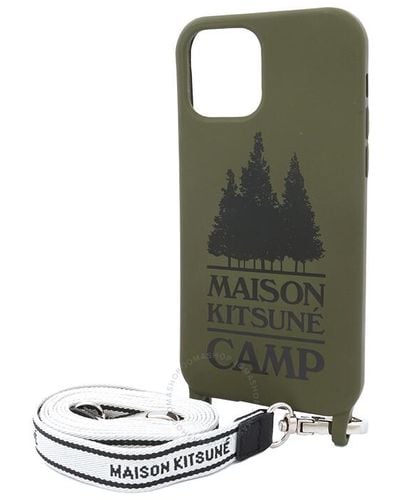 Maison Kitsuné Camp Logo Iphone 12 Case With Strap - Green