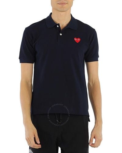Comme des Garçons Embroidered Red Heart Polo Shirt - Black