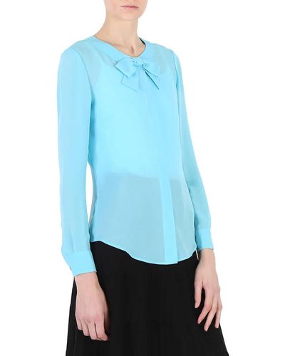 Moschino Bow Detail Long-sleeved Blouse - Blue