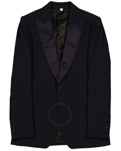 Burberry Wool Silk Blend English Fit Tailored Blazer Jacket - Black