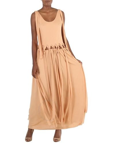 Chloé Smoked Ochre Layered Knotted Maxi Dress - Natural