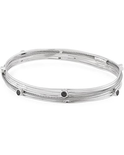 Charriol Tango Cz Stones Stainless Steel Cable Bangle - Metallic