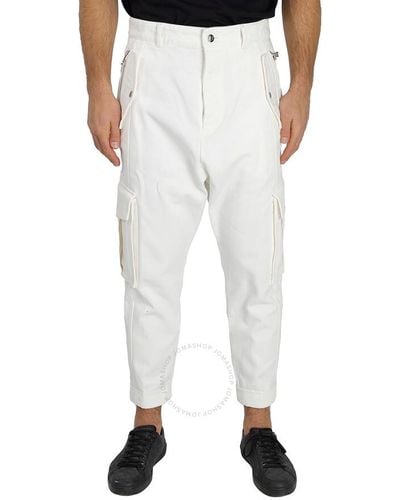 Balmain Mid-rise Tapered Cargo Trousers - White