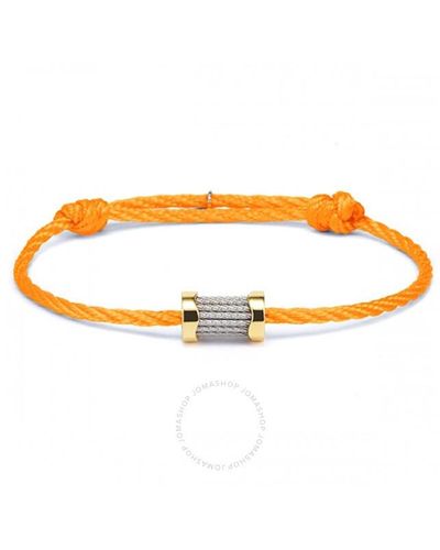 Charriol Forever Waves Charms Orange String And Yellow Gold Pvd Steel Bracelet