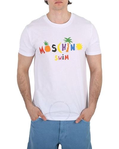 Moschino Swim Cotton Logo Print T-shirt - White