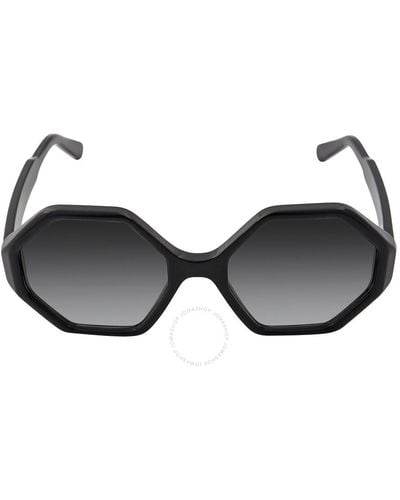 Ferragamo Gray Gradient Hexagonal Sunglasses