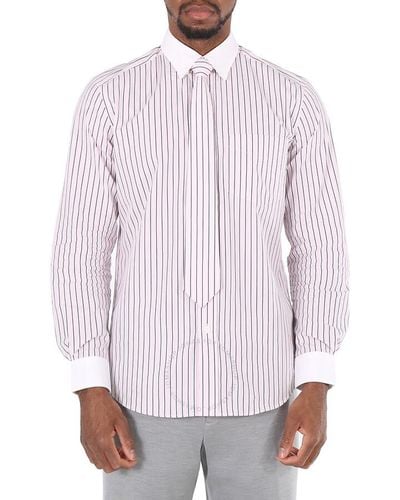 Burberry Monogram Motif Striped Classic Fit Shirt - White