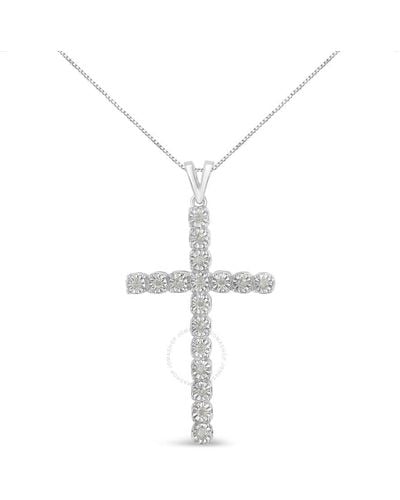 Haus of Brilliance Sterling Silver 1/4ct Tdw Diamond Crs Pendant Necklace - White