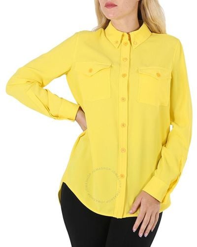 Burberry Pale Tulip Long-sleeve Button-down Classic Shirt - Yellow