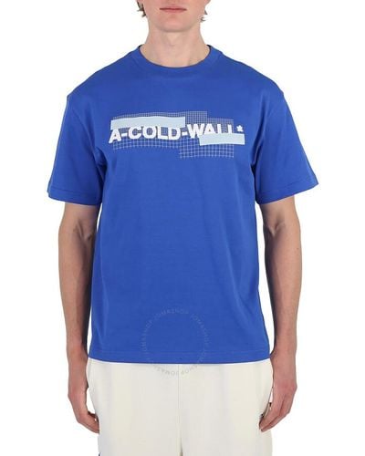A_COLD_WALL* Grid Logo-print Cotton T-shirt - Blue