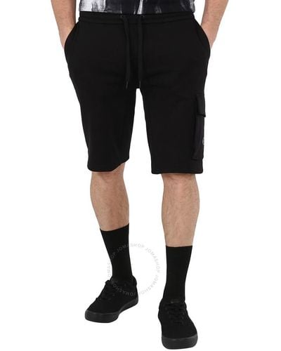 Calvin Klein Cotton Terry Monogram Badge Sweat Shorts - Black