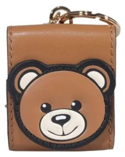 Moschino Leather Teddy Bear Keychain Pouch - Brown