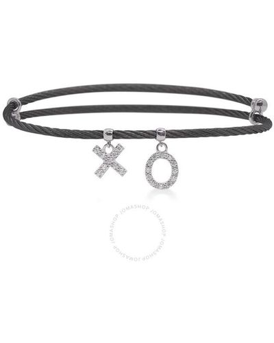 Alor Cable Expressions Of Love Xo Flex Bracelet With 18kt Gold & Diamonds - Brown