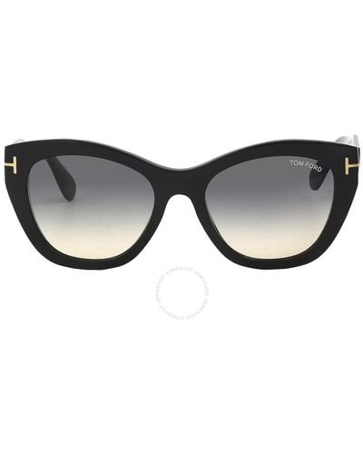 Tom Ford Cara Smoke Gradient Cat Eye Sunglasses - Black