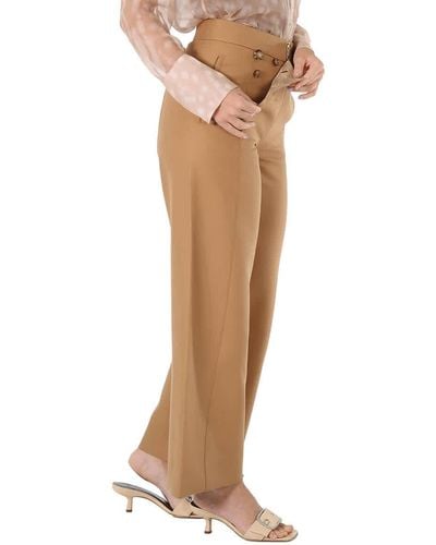 Burberry Ryann Button-detail Wide-leg Trousers - Brown