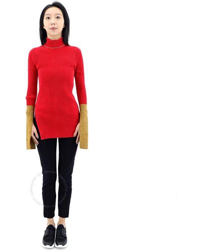 Moncler 1952 Turtleneck Contrast Cuff Sweater - Red