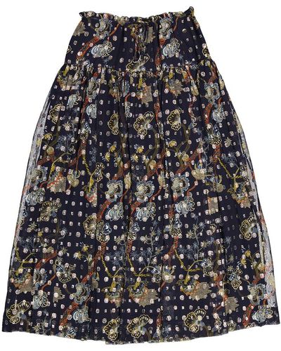 Chloé Lurex Embroidered Silk Skirt - Black
