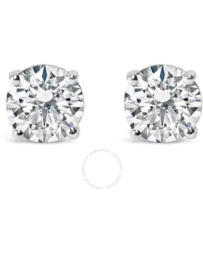 Haus of Brilliance Sterling Silver 1.0 Cttw Round Cut Lab Grown Diamond 4-prong Classic Solitaire Stud Earrings - Metallic