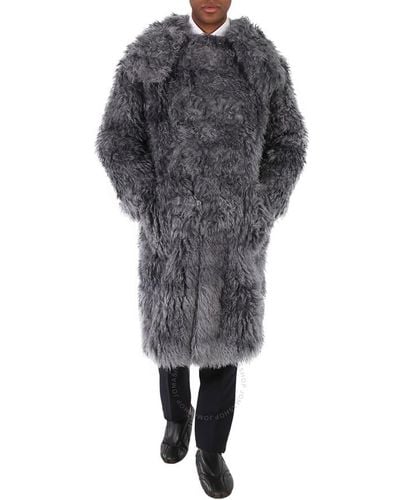 Burberry Tempest Ear-detail Hood Faux Fur Duffle Coat - Gray