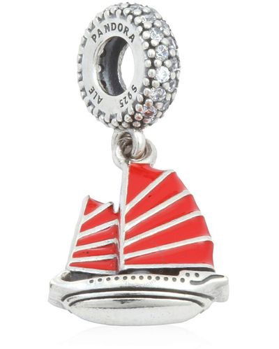PANDORA Sterling Silver Chinese Junk Dangle Charm - Red