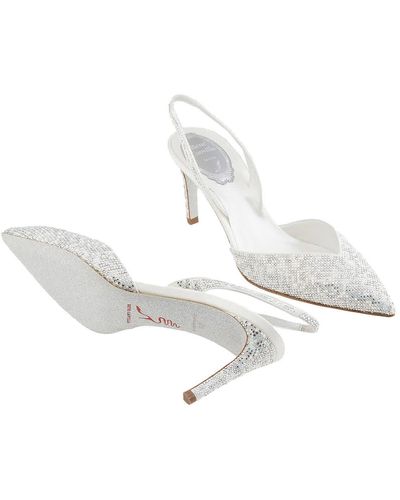 Rene Caovilla Ivory Vivienne Crystal Slingback Court Shoes - White