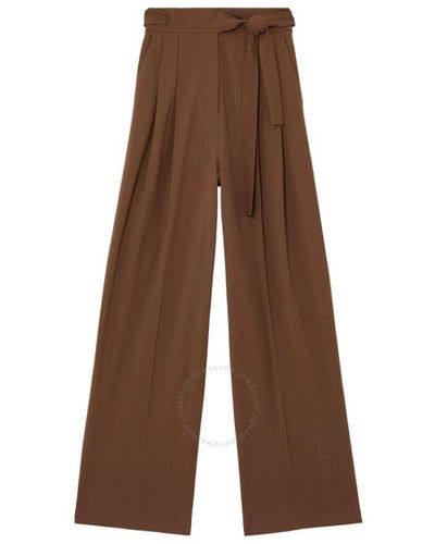 Burberry Nicola Viscose Wool Wide-leg Tailored Trousers - Brown