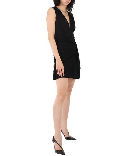 Balmain Ruched Asymmetrical Dress - Black