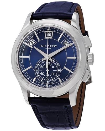 Patek Philippe Complications Blue Dial Annual Calendar Platinum Watch