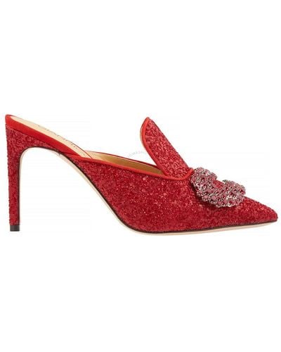 Giannico Ruby Daphne Glitte High-heel Mules - Red