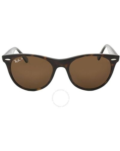 Ray-Ban Wayfarer Ii Classic Polarized Phantos Sunglasses Rb2185 902/57 52 - Brown