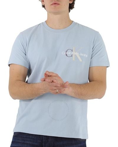Calvin Klein Bayshore Logo Short Sleeve Cotton T-shirt - Blue