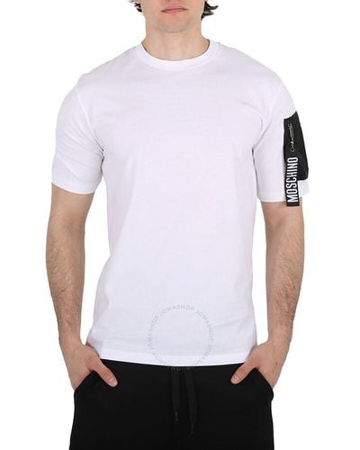 Moschino Cotton Jersey Zip-pocket Short-sleeve T-shirt - White
