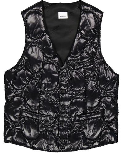 Burberry Nylon Puffer Cropped Waistcoat - Black