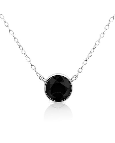 Haus of Brilliance .925 Sterling Silver 3 Cttw Treated Black Diamond Bezel Solitaire 18'' Pendant Necklace