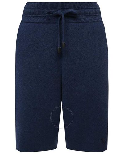 Burberry Ink Joanie Drawstring Cashmere Shorts - Blue