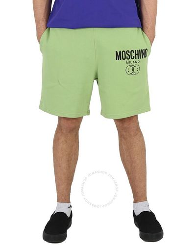 Moschino Logo-print Organic-cotton Shorts - Green