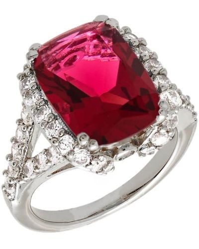 Bertha Juliet Collection 's 1k Wg Plated Red Statement Fashion Ring - White
