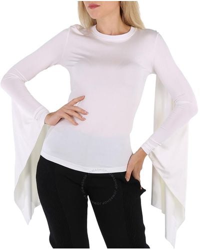 Burberry Optic Long-sleeve exaggerated Panel Draped Top - White