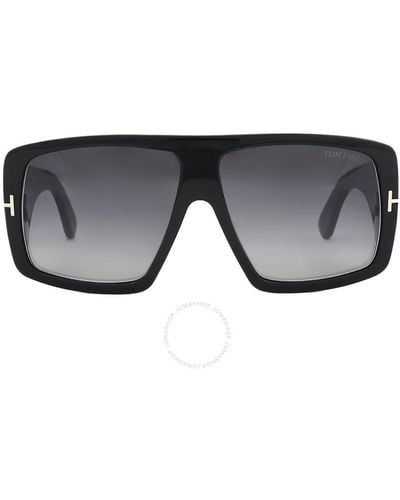 Tom Ford Raven Smoke Gradient Browline Sunglasses Ft1036 01b 60 - Gray