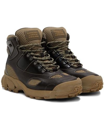Burberry Deep/darkstone Tor Panelled Hiking Boots - Brown