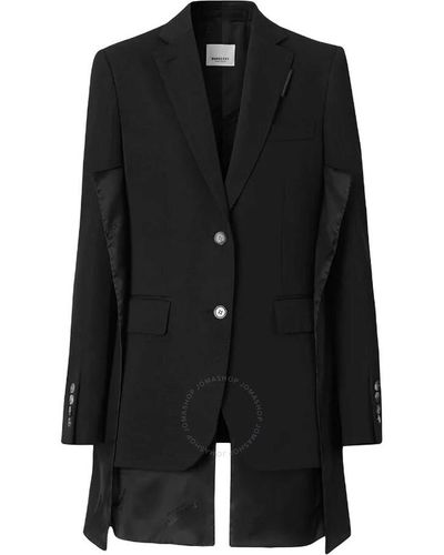 Burberry Wool Logo Panel Detail Tailored Jacket - Black