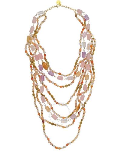 Devon Leigh 24k Gold Plated Brass And Amethyst Multi Str - Metallic