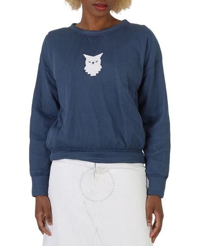 Maison Margiela Indigo Owl Print Sweatshirt - Blue