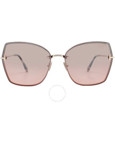 Tom Ford Nickie Bordeaux Mirror Butterfly Sunglasses Ft1107 28u 62 - Pink