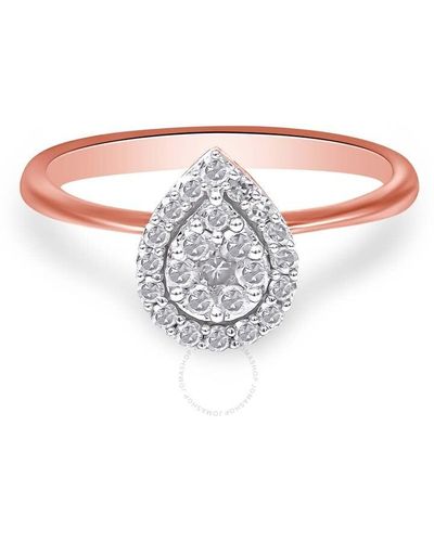 Haus of Brilliance 10k Rose Gold 3/8 Cttw Round-cut Diamond Pear Promise Ring - White
