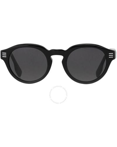 Burberry Dark Grey Round Sunglasses Be4404f 300187 50 - Black