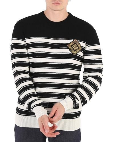 Balmain / Natural Knitted Sailor Sweater - Black