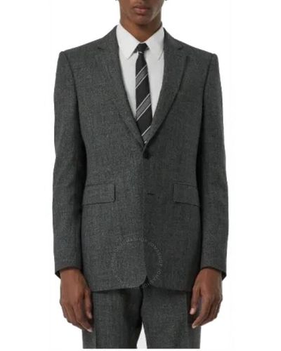 Burberry Charcoal Melange Wool Three-piece Suits - Grey