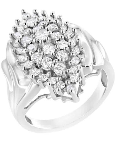 Haus of Brilliance .925 Sterling Silver 1 Cttw Lab-grown Diamond Cluster Ring - White