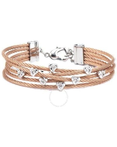 Charriol Alia Stainless Steel Rose Gold Pvd Cable Bracelet - Pink
